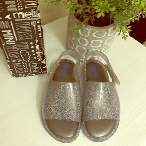 Mini Melissa sandal silver glitter girl size 9